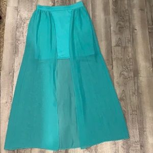 Overlay mesh maxi skirt